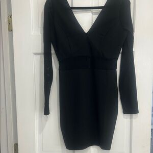 Windsor Black V-Neck Long Sleeve Bodycon Dress